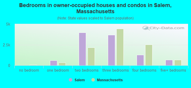 Bedrooms in owner-occupied houses and condos in Salem, Massachusetts