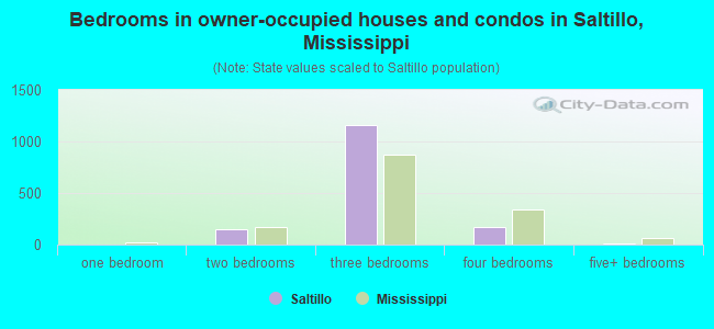 Bedrooms in owner-occupied houses and condos in Saltillo, Mississippi