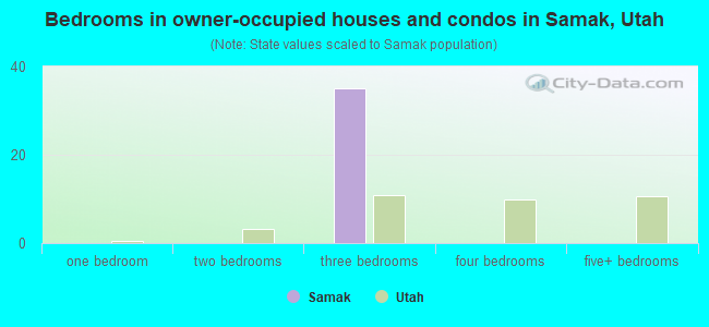 Bedrooms in owner-occupied houses and condos in Samak, Utah