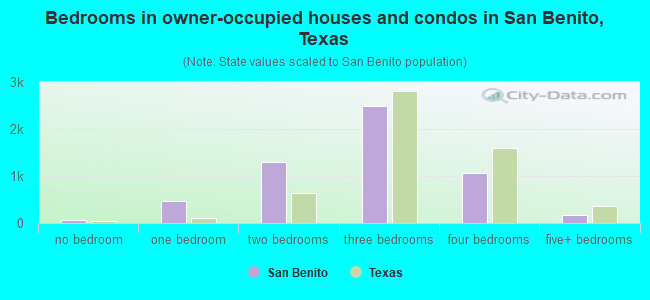 Bedrooms in owner-occupied houses and condos in San Benito, Texas