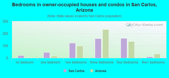 Bedrooms in owner-occupied houses and condos in San Carlos, Arizona