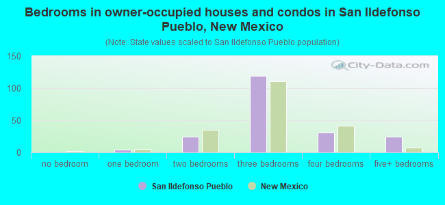 Bedrooms in owner-occupied houses and condos in San Ildefonso Pueblo, New Mexico