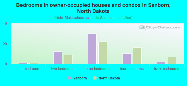 Bedrooms in owner-occupied houses and condos in Sanborn, North Dakota