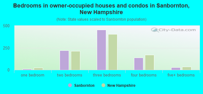 Bedrooms in owner-occupied houses and condos in Sanbornton, New Hampshire