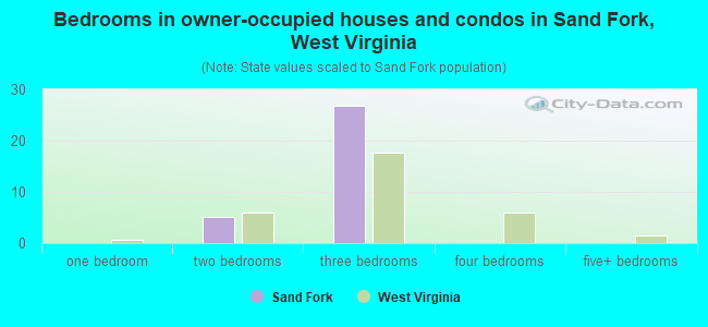 Bedrooms in owner-occupied houses and condos in Sand Fork, West Virginia
