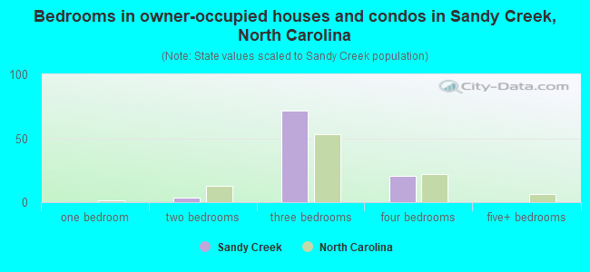 Bedrooms in owner-occupied houses and condos in Sandy Creek, North Carolina
