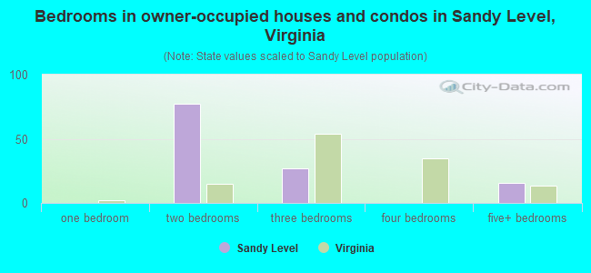 Bedrooms in owner-occupied houses and condos in Sandy Level, Virginia