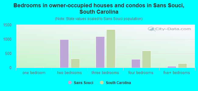 Bedrooms in owner-occupied houses and condos in Sans Souci, South Carolina