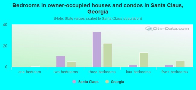 Bedrooms in owner-occupied houses and condos in Santa Claus, Georgia
