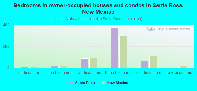 Bedrooms in owner-occupied houses and condos in Santa Rosa, New Mexico