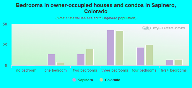 Bedrooms in owner-occupied houses and condos in Sapinero, Colorado