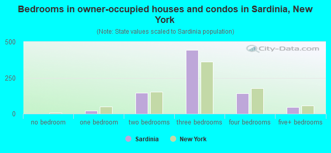 Bedrooms in owner-occupied houses and condos in Sardinia, New York