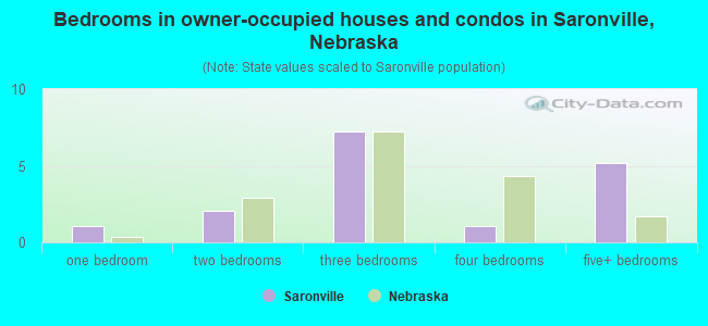 Bedrooms in owner-occupied houses and condos in Saronville, Nebraska