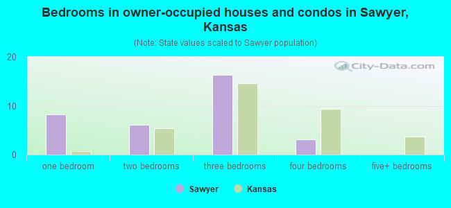 Bedrooms in owner-occupied houses and condos in Sawyer, Kansas