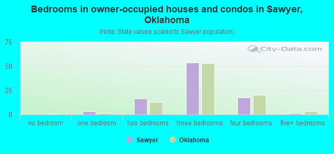 Bedrooms in owner-occupied houses and condos in Sawyer, Oklahoma