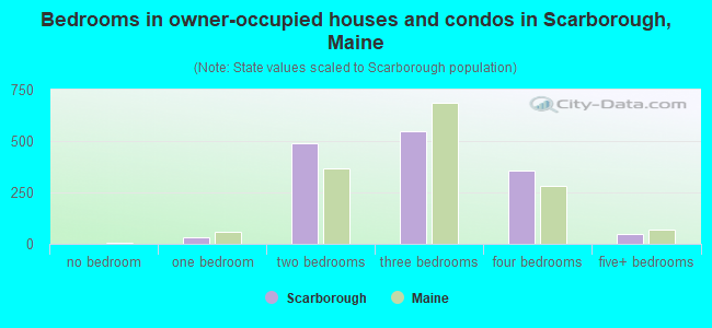 Bedrooms in owner-occupied houses and condos in Scarborough, Maine