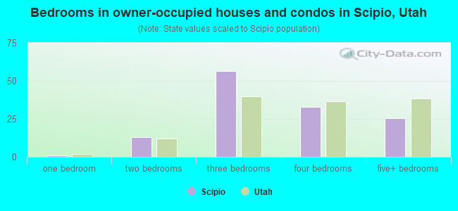 Bedrooms in owner-occupied houses and condos in Scipio, Utah