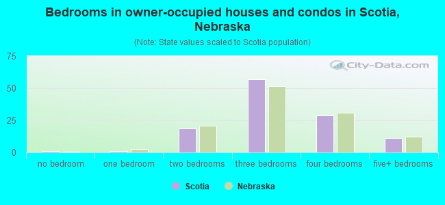 Bedrooms in owner-occupied houses and condos in Scotia, Nebraska