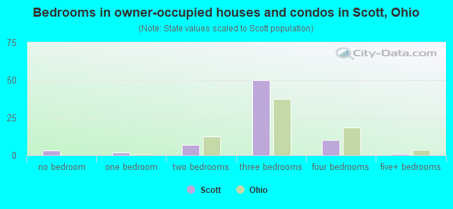 Bedrooms in owner-occupied houses and condos in Scott, Ohio