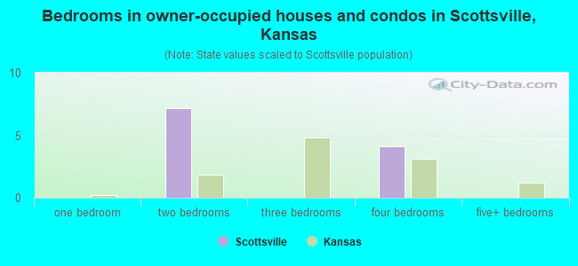 Bedrooms in owner-occupied houses and condos in Scottsville, Kansas