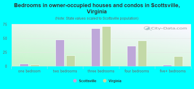 Bedrooms in owner-occupied houses and condos in Scottsville, Virginia