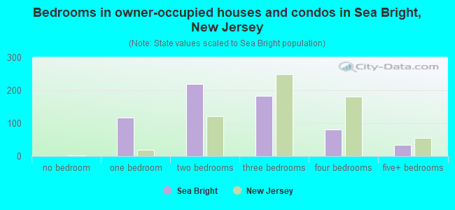 Bedrooms in owner-occupied houses and condos in Sea Bright, New Jersey