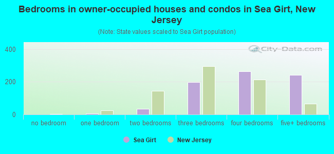 Bedrooms in owner-occupied houses and condos in Sea Girt, New Jersey