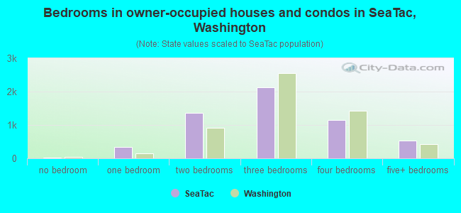 Bedrooms in owner-occupied houses and condos in SeaTac, Washington