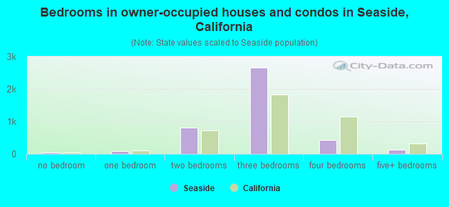 Bedrooms in owner-occupied houses and condos in Seaside, California