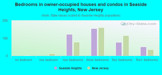 Bedrooms in owner-occupied houses and condos in Seaside Heights, New Jersey