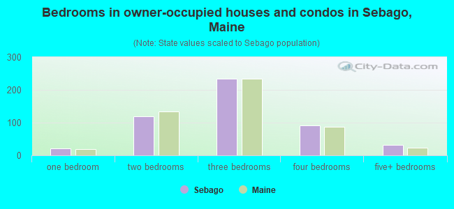 Bedrooms in owner-occupied houses and condos in Sebago, Maine