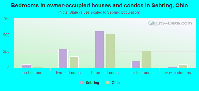 Bedrooms in owner-occupied houses and condos in Sebring, Ohio