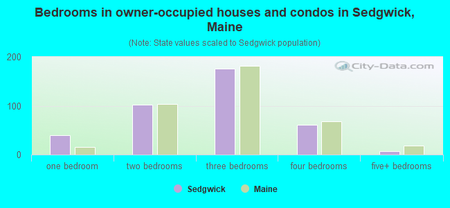 Bedrooms in owner-occupied houses and condos in Sedgwick, Maine