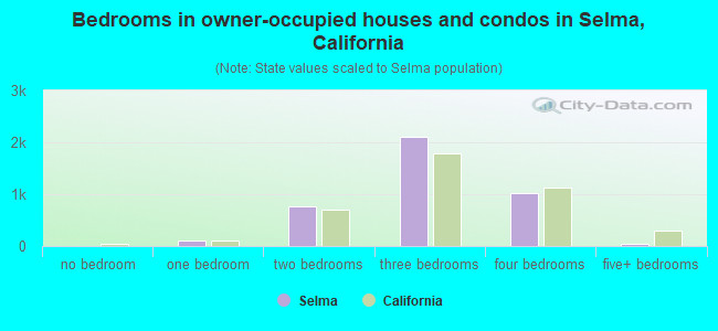 Bedrooms in owner-occupied houses and condos in Selma, California