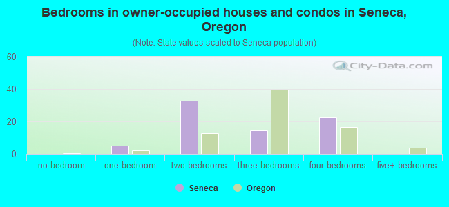 Bedrooms in owner-occupied houses and condos in Seneca, Oregon