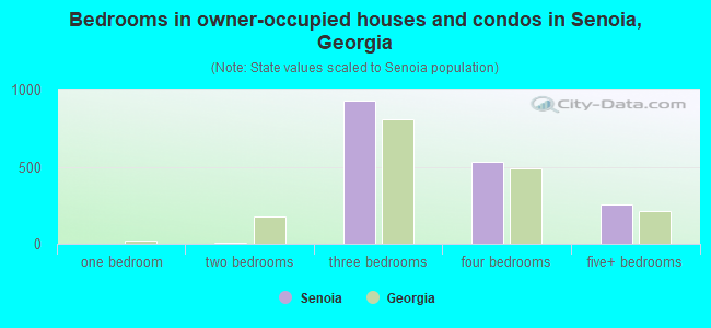 Bedrooms in owner-occupied houses and condos in Senoia, Georgia