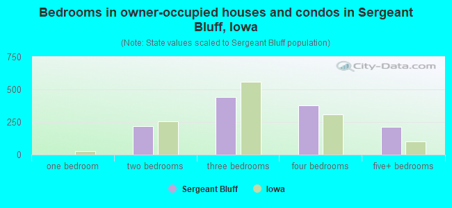 Bedrooms in owner-occupied houses and condos in Sergeant Bluff, Iowa