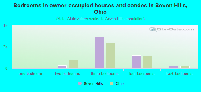 Bedrooms in owner-occupied houses and condos in Seven Hills, Ohio