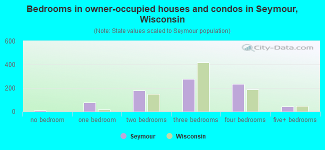Bedrooms in owner-occupied houses and condos in Seymour, Wisconsin