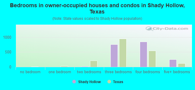 Bedrooms in owner-occupied houses and condos in Shady Hollow, Texas