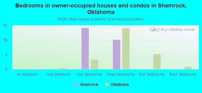 Bedrooms in owner-occupied houses and condos in Shamrock, Oklahoma