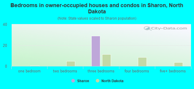 Bedrooms in owner-occupied houses and condos in Sharon, North Dakota