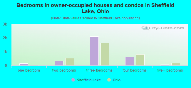Bedrooms in owner-occupied houses and condos in Sheffield Lake, Ohio