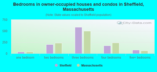 Bedrooms in owner-occupied houses and condos in Sheffield, Massachusetts