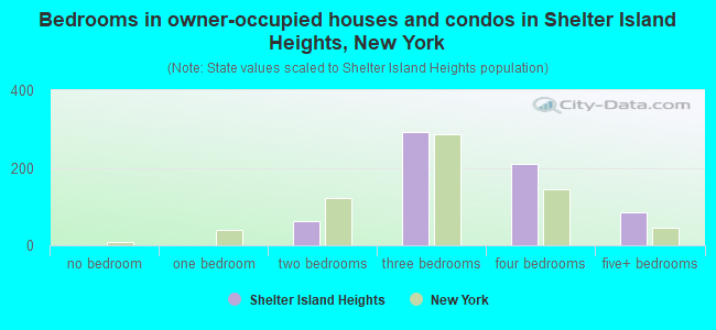 Bedrooms in owner-occupied houses and condos in Shelter Island Heights, New York