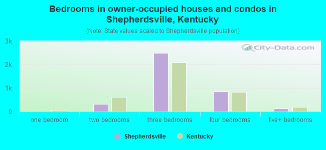 Bedrooms in owner-occupied houses and condos in Shepherdsville, Kentucky