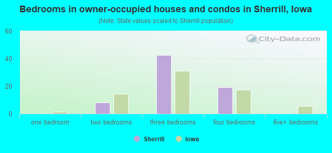 Bedrooms in owner-occupied houses and condos in Sherrill, Iowa