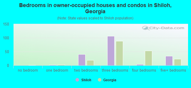 Bedrooms in owner-occupied houses and condos in Shiloh, Georgia