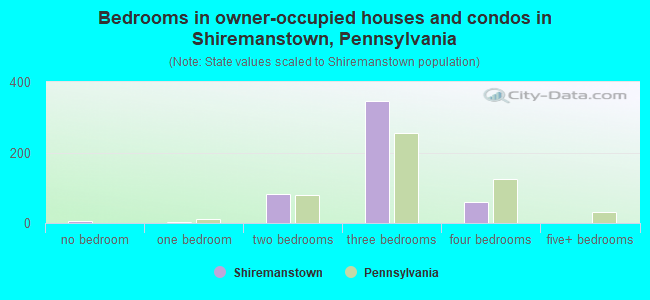 Bedrooms in owner-occupied houses and condos in Shiremanstown, Pennsylvania