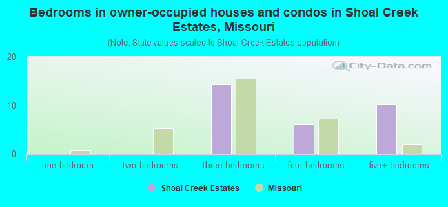 Bedrooms in owner-occupied houses and condos in Shoal Creek Estates, Missouri